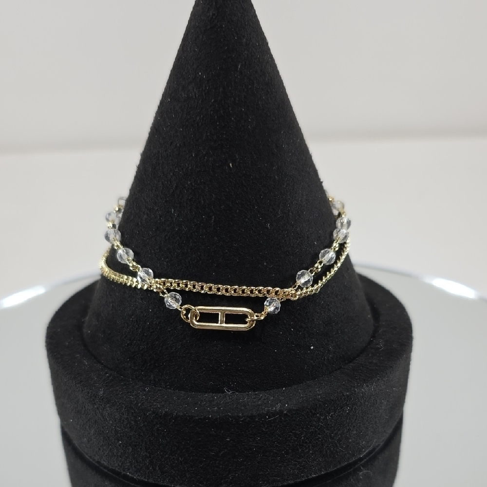 Elegant Gold 2 Strand Chain Bracelet